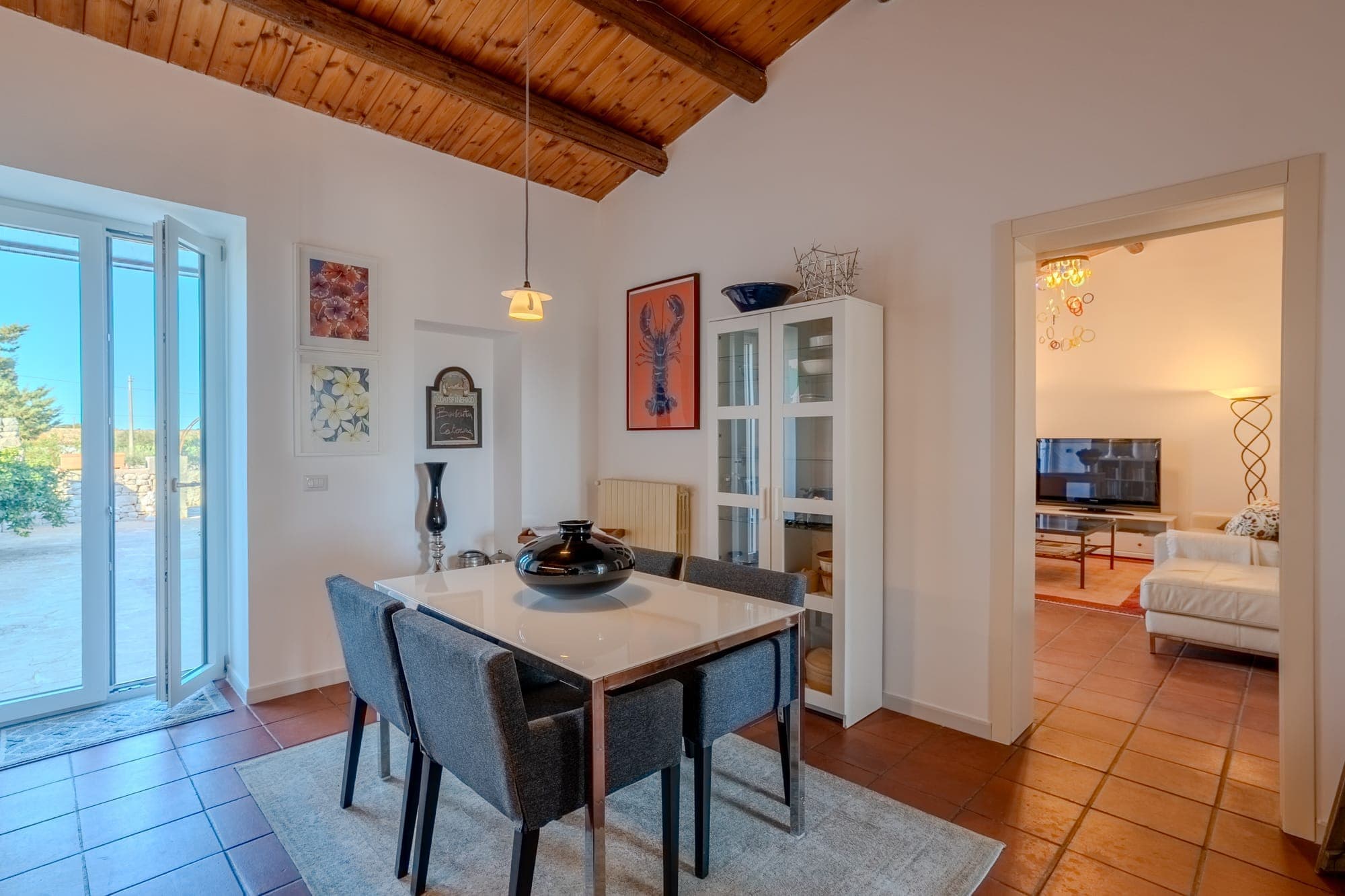 Modern dining room with garden views